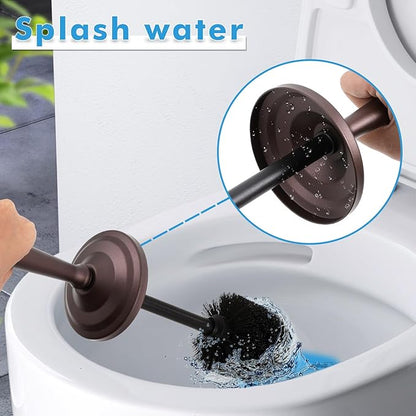 Bronze Toilet Brush and Holder Set, Stainless Steel Toilet Brush for Bathroom,Heavy Duty Bronze Toilet Bowl Brush and Holder,Deep Cleaning Modern Toilet Cleaner Brush -Space Saving, Covered Brush