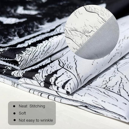 keowhsf Starry Night Mountain Lake Tapestry Black and White Tapestries Aesthetic Moon and Stars Wall Hanging Dark Nature Forest Tapestry for Bedroom Living Room Dorm Decor