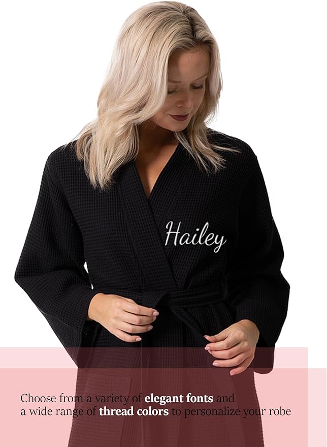 Turkish Linen Waffle Knit Lightweight Kimono Spa & Bath Robes for Women - Quick Dry - Soft