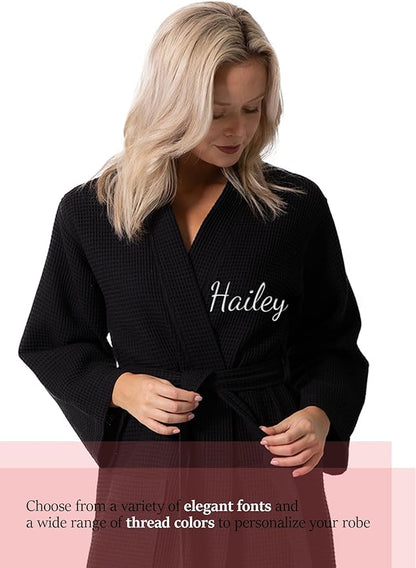 Turkish Linen Waffle Knit Lightweight Kimono Spa & Bath Robes for Women - Quick Dry - Soft