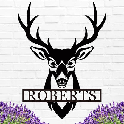 Personalized Deer Head Metal Sign | Christmas Deer | Custom Metal Deer Sign | Deer Antlers Sign | Outdoor Wall Decor | Last Name Sign | Deer Monogram | Wall Decor Rustic Home | Housewarming Gifts