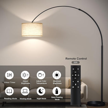 SUNMORY 82" Tall Arc Floor Lamps for Living Room, Large Floor lamp with Remote Control, Modern Curved Floor lamp, Corner Lamp for Dining Room, Office