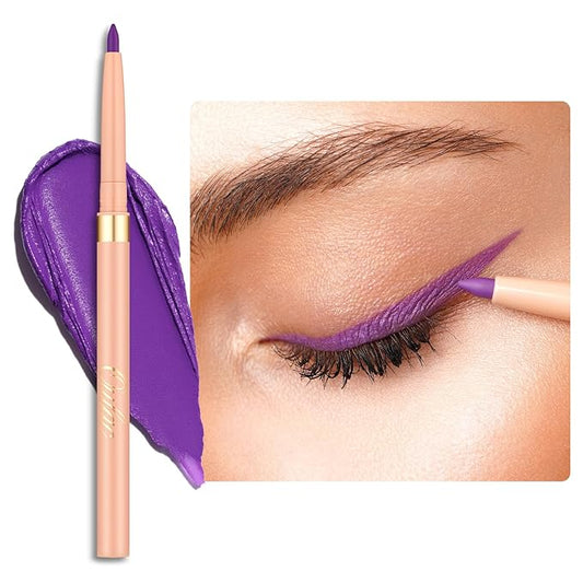 Oulac Matte Purple Eyeliner Pencil, Waterproof Retractable Eye Liner Pen, Smooth and Creamy Eye Makeup for Precision Application Vegan & Cruelty-Free, 08 Well-dressed
