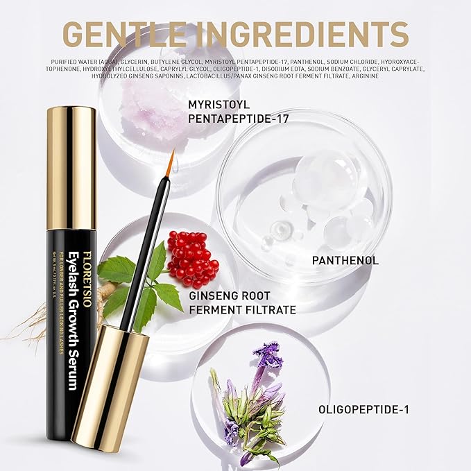 Premium Lash Serum for Eyelash Growth: 5ml Rapid Growth Advanced Eye Lash Serum With Irritation-Free Formulate for Natural Lashes and Eyebrows - Boost, Longer, Thicker, Fuller Lashes