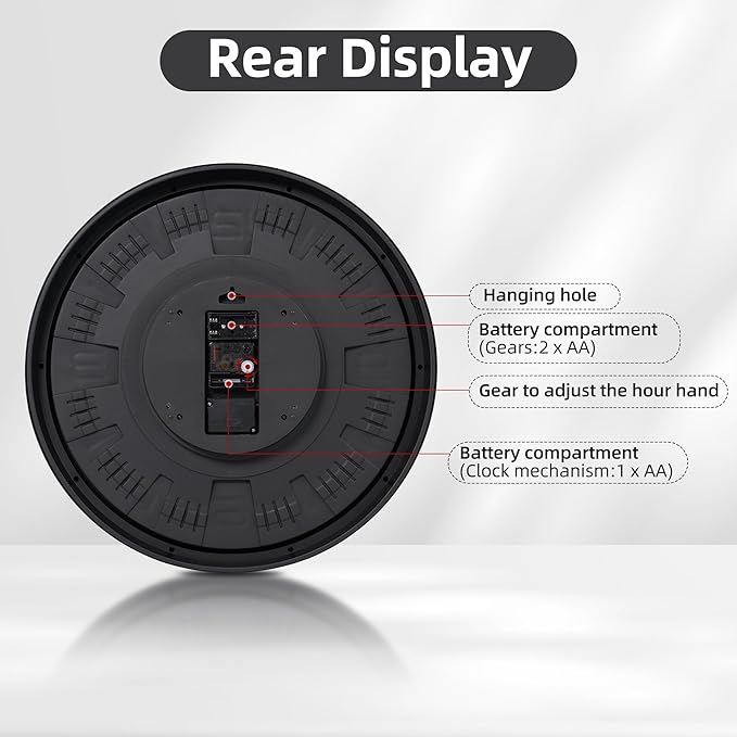 Maxstar Large Vintage Moving Gear Wall Clock, 20''Battery Operated Industrial Steampunk Metal Decor for Living Room, Office,Fireplace, Farmhouse(Arabic Number-Bronze)