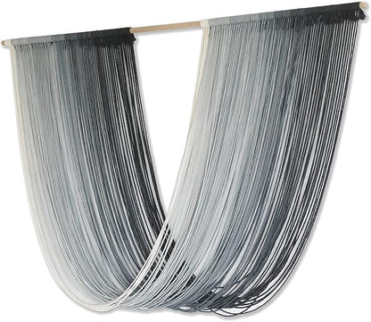 Flber Macrame Wall Hanging Large-Scale Dip-Dye Blue Bohemian Yarn Tapestry Home Room Wall Decor 57" Wx 35" L