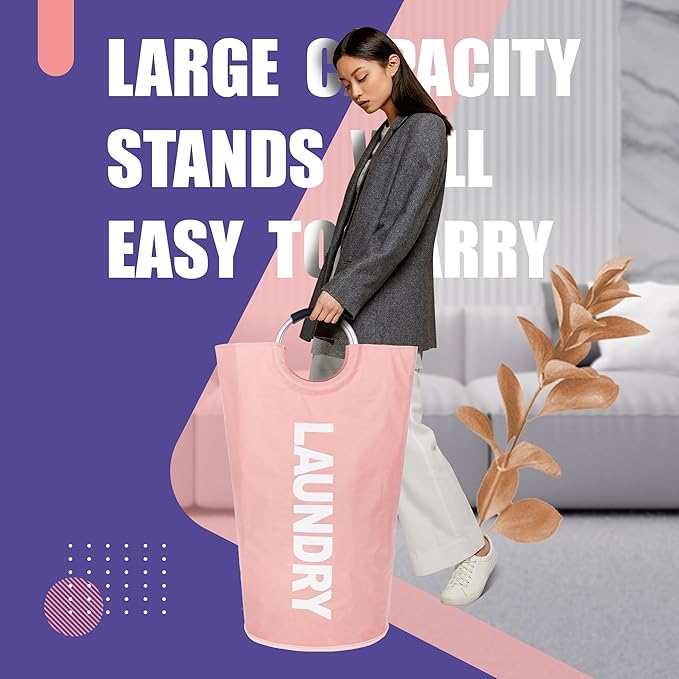 Caroeas 90L Laundry Basket (13 Colors), Waterproof Laundry Hamper, Laundry Bag with Padded Handles, Clothes Hamper Stands Up Well, Collapsible Laundry Basket Easy Storage