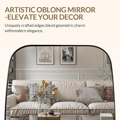 ANDY STAR Brushed Nickel Bathroom Mirror, 20x30’’ Oval Mirror for Bathroom, Brushed Nickel Oblong Mirror with Metal Frame Wall Mounted for Living Room, Bedroom