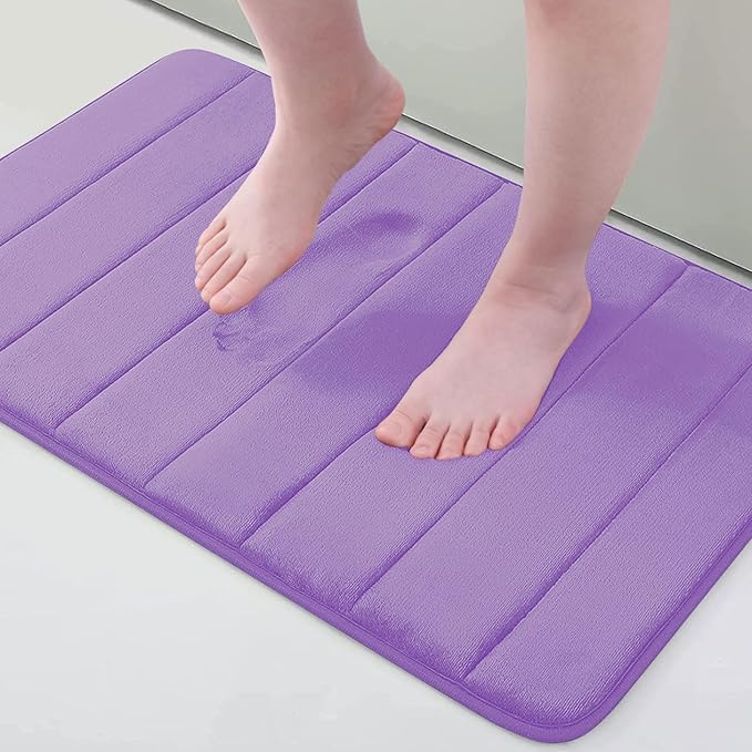 Buganda Memory Foam Bath Mat, 30" x 20", Ultra Soft and Non-Slip Bathroom Rugs, Water Absorbent and Machine Washable Bath Rug for Bathroom, Shower, and Tub, Lavender