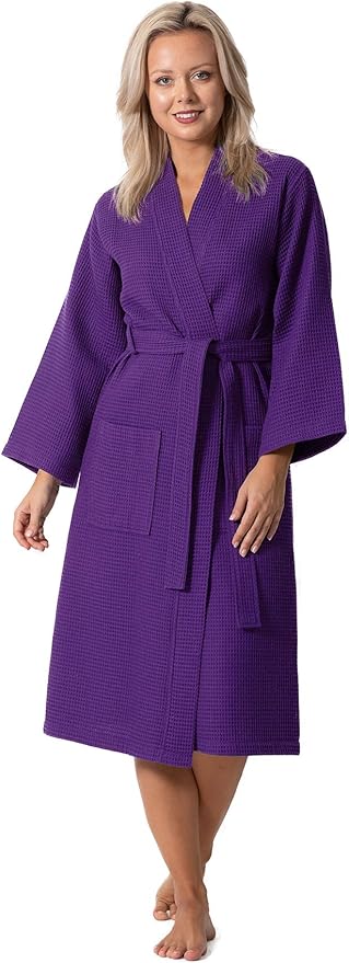 Turkish Linen Waffle Knit Lightweight Kimono Spa & Bath Robes for Women - Quick Dry - Soft