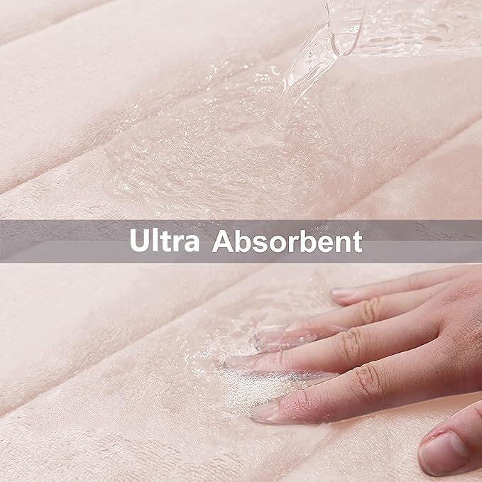 Buganda Memory Foam Bath Mat, 24" x 16", Ultra Soft and Non-Slip Bathroom Rugs, Water Absorbent and Machine Washable Bath Rug for Bathroom, Shower, and Tub, Pink