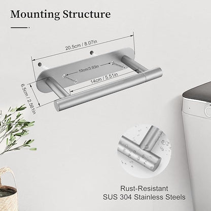 Brushed Nickel Toilet Paper Holder, Upgraded SUS304 Stainless Steel Toilet Roll Holder, Modern Double Base Paper Towel Holder Wall Mount for Bathroom, Kitchen, Washroom