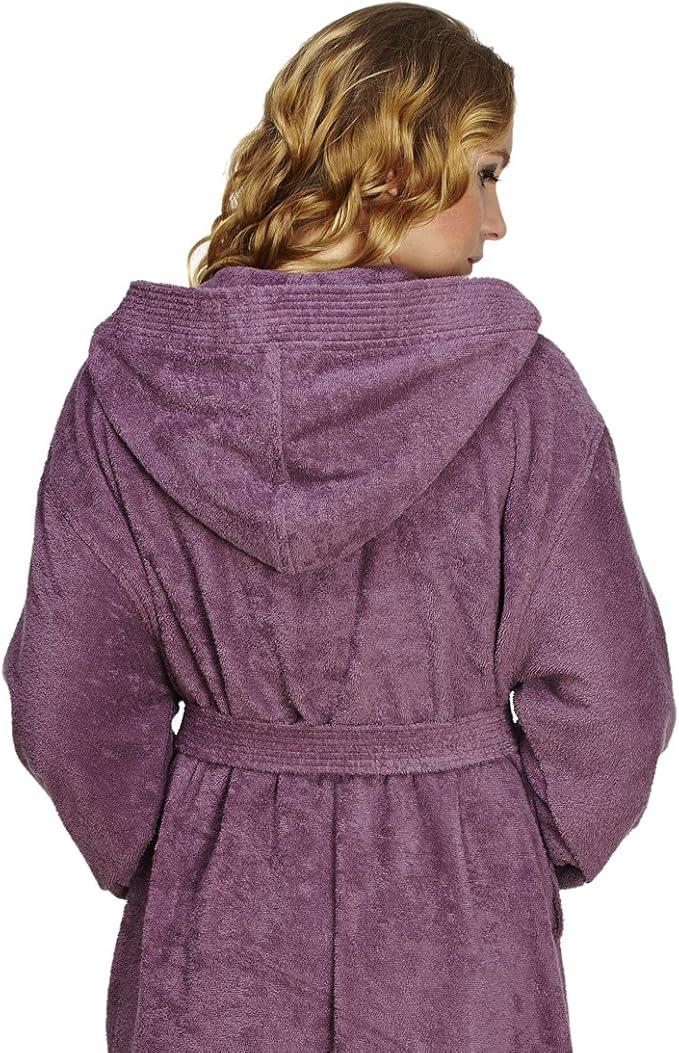 Arus Women's Pacific Hooded Turkish Cotton Bath Robe with Full Length Options