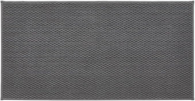 Bathroom Rugs Non Slip Washable, Super Absorbent Thin Bath Mat Quick Dry Low Pile Bathroom Rug, Dark Grey 24"x47"