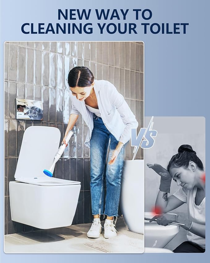 24 Wand Refills and Replaceable Brush Heads Kit for Leebein HK-047 Electric Toilet Brush, Hard Nylon Brush Head and TPU Silicone Brush Head, 24PCS Sponge Pad with Cleaner, Machine Not Included