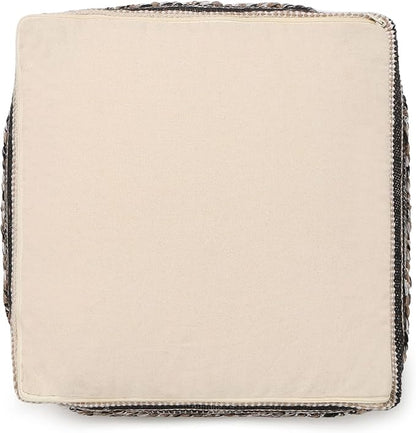 REDEARTH · Tufted Pouf Ottoman with Filler Textured Storage Cube Bean Bag Pouffe Footrest for Living Room, Bedroom, Nursery, Kidsroom; 100% Cotton (17.5"X17.5"X17.5", Diamond Virgule)