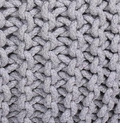 BIRDROCK HOME Round Pouf Ottoman | Cotton Braided Foot Stool with Bean Bag Filling | Boho Foot Rest for Living Room & Bedroom | Compact & Comfortable Seating, Lightweight & Soft | Light Grey