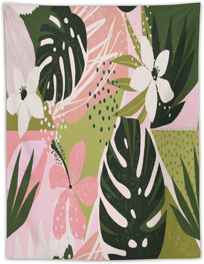 ICMOLYYENLO Tropical Green Plant Tapestry, Green Palm Leaves Natural Landscape Print Wall Tapestry for Bedroom Living Room Dormitory 60x80 Inch