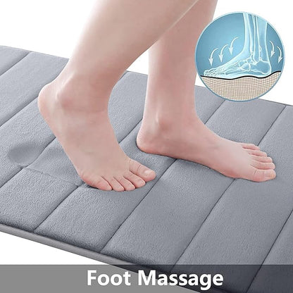 Buganda Memory Foam Bath Mat, 30" x 20", Ultra Soft and Non-Slip Bathroom Rugs, Water Absorbent and Machine Washable Bath Rug for Bathroom, Shower, and Tub, Medium Grey