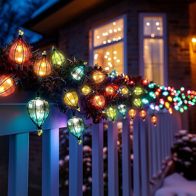 7 Pcs of 11FT Multicolor String Lights with 10 Bulbs, UL Listed Connectable Waterproof Decorative LED Lights Hanging for Backyard Patio, Indoor/Outdoor for Christmas Wedding Party Festival Lighting