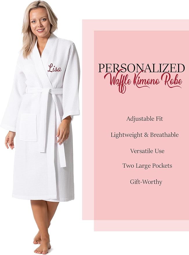 Turkish Linen Waffle Knit Lightweight Kimono Spa & Bath Robes for Women - Quick Dry - Soft