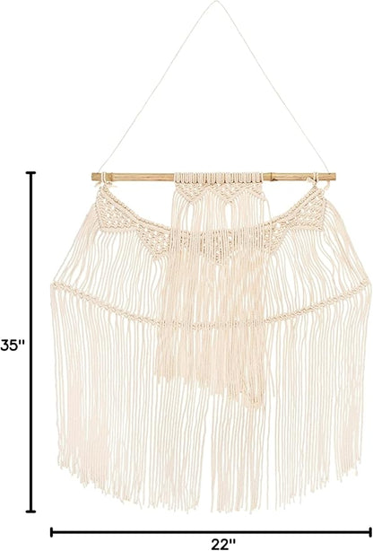 Mark&Day Wall Art, Meiningen Global Farmhouse Beige Macrame Tapestry Wall Hanging for Living Room, Bedroom, Office or Kitchen (35"H x 22"W)