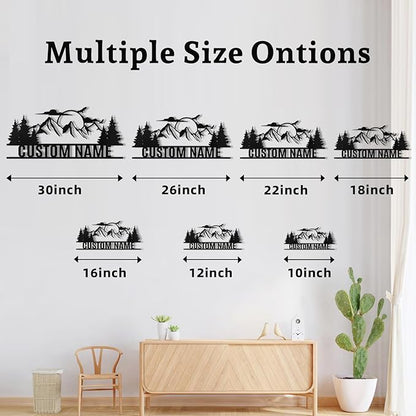Personalized Mountain Metal Sign, Metal Mountain Wall Art Decor, Custom Family Name Sign, Custom Sign Outdoor Metal, Forest Home Decor Sign, Nature Wall Art, Cabin Decor, Housewarming Gifts