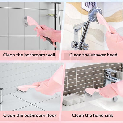 14 Pcs Bathroom Cleaning Tools with Toilet Brush, Scrub Brush, Cleaning Brush for Toilet, Bathtub, Pink Toilet Brush and Holder Set with Ergonomic Handle and Sturdy Bristles
