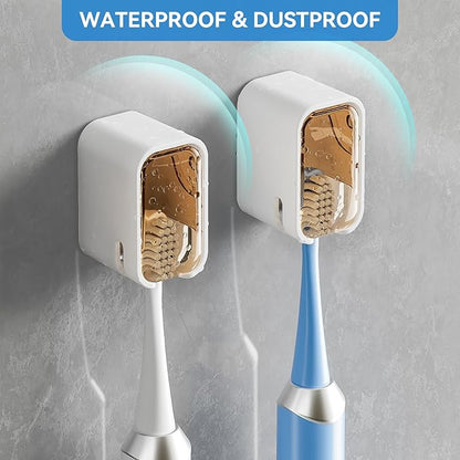 Toothbrush Holders for Bathroom【Innovation Single Slot Design】 2PCS Toothbrush Holder Wall Mounted with Cover for Shower, Single Toothbrush Dispenser Storage Organizer for Family & Travel