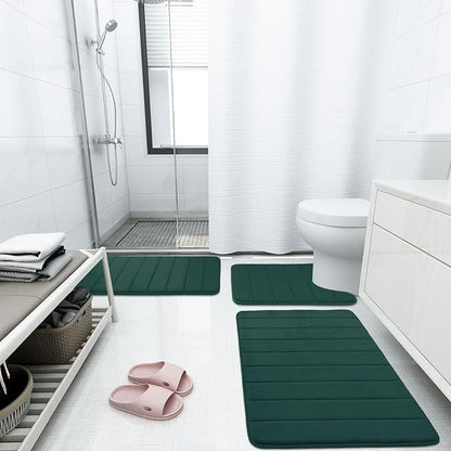 Buganda Memory Foam Bath Mat, 47" x 20", Ultra Soft and Non-Slip Bathroom Rugs, Water Absorbent and Machine Washable Bath Rug Runner for Bathroom, Shower, and Tub, Dark Green