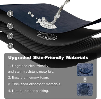 Bathroom Mat Quick Dry, Bathroom Rugs Non Slip Washable Thin Absorbent Bath Mat Fits Under Door Bathroom Floor Mat Perfect for Bath, Shower, or Sink 24"x70" Navy Blue