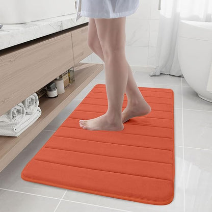 Buganda Memory Foam Bath Mat, 44" x 24", Ultra Soft and Non-Slip Bathroom Rugs, Water Absorbent and Machine Washable Bath Rug Runner for Bathroom, Shower, and Tub, Coral
