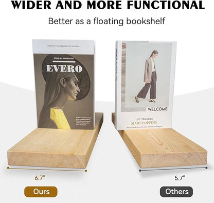 BGMG Wood Floating Shelves 36 inch, Wide Rustic Wooden Wall Shelves for Bathroom Living Room Bedroom Kitchen Farmhouse Set of 2-36x 6.7 x1.25 inch- DIY-Unfinished