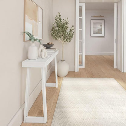 Plank+Beam Solid Wood Console Table, 46.25 Inch, Sofa Table, Narrow Entryway Table for Hallway, Behind The Couch, Living Room, Foyer, Easy Assembly, White