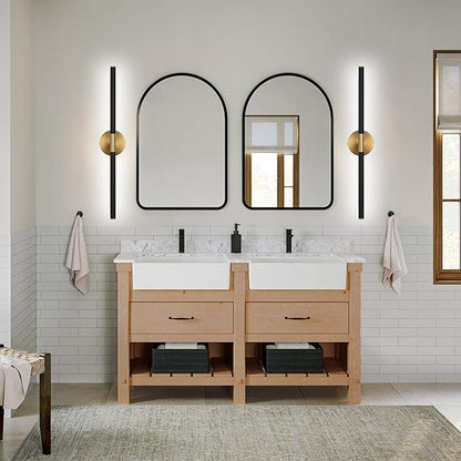 BONLICHT Bathroom Light Fixtures Over Mirror 24 Inch, 12W 350°Rotatable Dimmable 2700-5500K LED Wall Vanity Light Bar Black and Brushed Brass Modern Bathroom Vanity Lights picture and display lighting