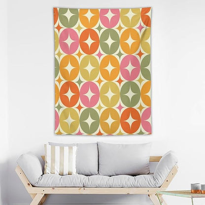 ICMOLYYENLO Abstract Cat Tapestry, Medieval Abstract Atomic Star Cat Vintage Home Wall Hanging Art Tapestry for Bedroom Living Room Dormitory 60x80 Inch