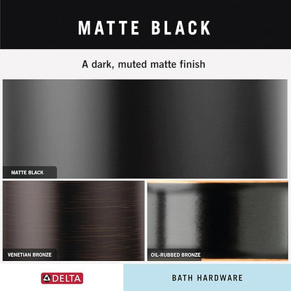 Delta Trinsic (1-Pack) Toilet Paper Holder Matte Black Tissue Roll Holder for Bathroom Organization and Storage Single Post Toilet Tissue Holder Wall Bathroom Accessories 75950-BL