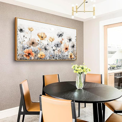 ZUITINGHUA Large Wood Framed Wall Decor For Living Room Canvas Wall Art For Office Modern Wall Decorations For Bedroom Flowers Landscape Paintings Farmhouse Pictures Artwork Home Decor 24x48 In
