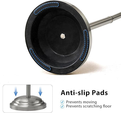 RUMOSE Toilet Paper Holder Stand for Floor, Brushed Nickel Adjustable (12.4" to 22.8") Bathroom Toilet Tissue Holder, Free Standing Toilet Paper Roll Holder with Storage, Stainless Steel