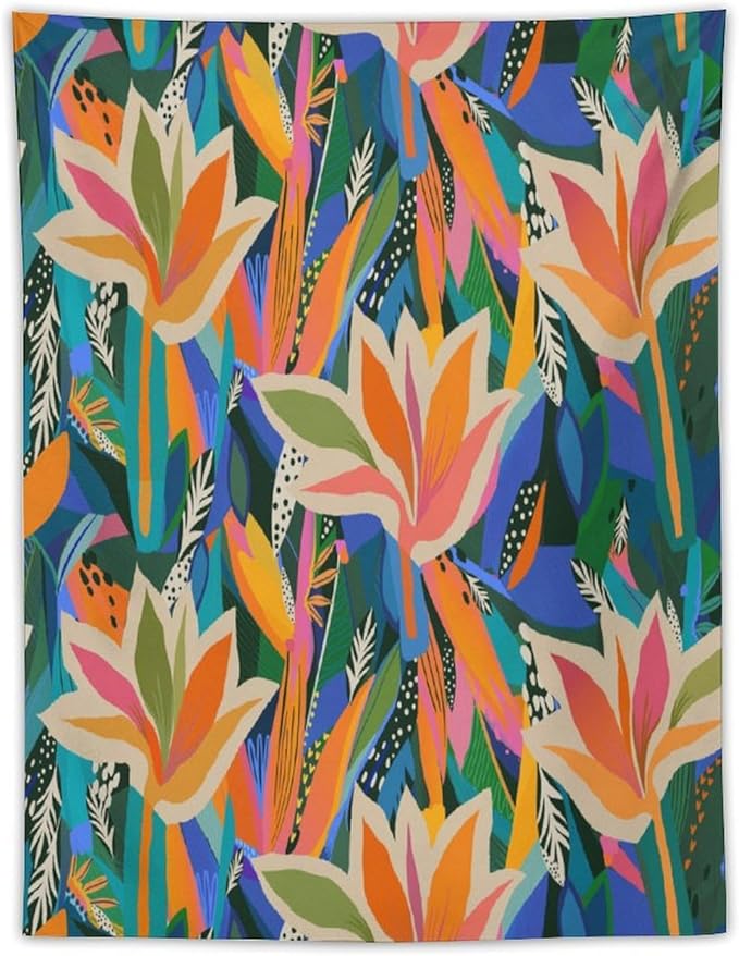 ICMOLYYENLO Boho Green Leaves Tapestry, Mid Century Abstract Tropical Palm Leaves Modern Minimalist Geometric Wall Hanging, Neutral Home Decor Art for Living Room Bedroom Dorm 40x60 Inch