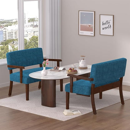 Accent Chair 2 Seat, Arm Chairs with Soft Seat and Armrests for Living Room, Love seat for Dining, Reading, and Waiting Rooms (Blue)
