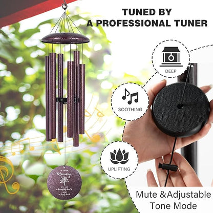 ASTARIN 36" Large Deep Tone Personalized Sympathy Wind Chimes, Memorial Wind Chime for Loss of Mother Father Loved One, Tree of Life Bereavement Gifts Decor Outdoor Patio Garden(Produced in USA)