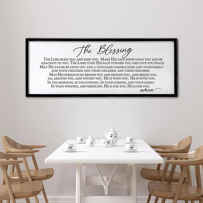 The Blessing Christian Song Lyrics Wall Decor 32"×12" Bible Verse May The Lord Bless You Scripture Wall Art Sign (Black)