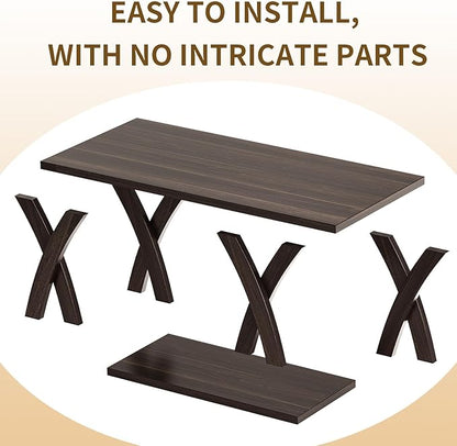 47” Wood Coffee Tables for Living Room Rustic Stands with Storage Shelf Brown Coffee Tables for Living Room. Farmhouse Center Stands with Shelf Farmhouse Rectangle Center Table