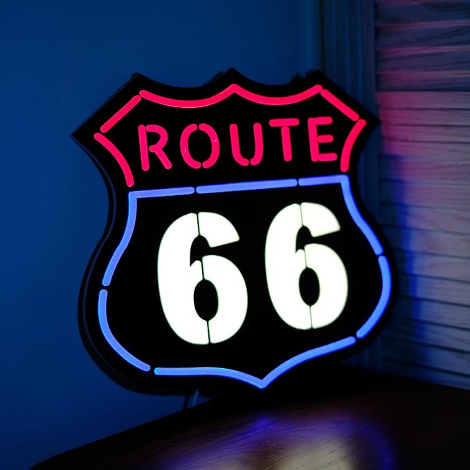 Ultrathin Route 66 Neon Sign Art Wall Lights for Bedroom Windows Glass Hotel Pub Cafe Wedding Birthday Party Gifts