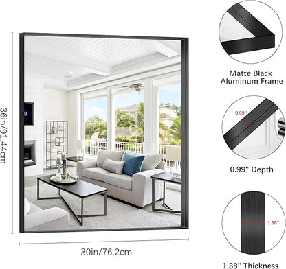 Black Bathroom Mirror, 30x36 Inch Rectangular Framed Mirror, Large Wall Mounted Bathroom Vanity Mirror Over Sink for Bedroom,Restroom, Living Room, Hangs Vertically or Horizontally
