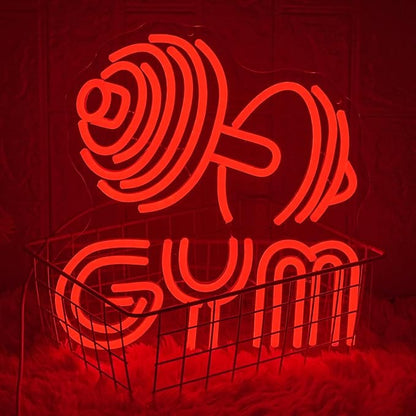 Dumbbell Neon Sign Barbell Gym Neon Signs Gym Letter Neon Light Gym Red Barbell Neon Light Sign for Sports Room, Decor Club,Party Bar,Fitness Club Decoration(Red)