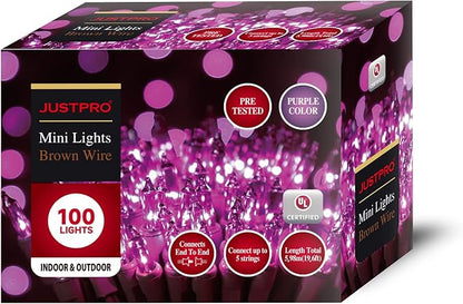 100LIGHTS Purple Extra-Bright with End Connectors Halloween Decorative Lights 5.98m UL Certified Mini String Light Set Waterproof for Halloween Home Garden Christmas Tree Party Patio Wedding