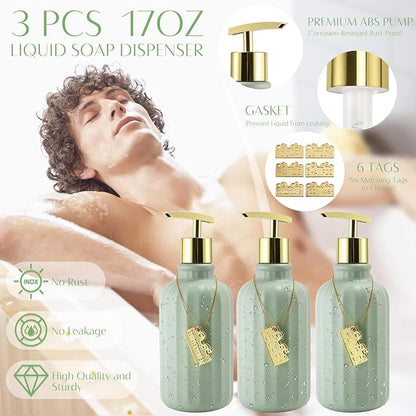 32PCS Bathroom Set Bathroom Sets with Shower Curtain and Rugs Green Bathroom Accessories,Shower Curtain Set,Bathroom Rug Set with Bathroom Trash Can