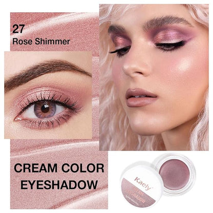Cream Glitter Rose Shimmer Metallic Eyeshadow Palette Makeup, Natural Single Mini Instant Holographic Eyeshadow For Older Women, Sombras Crema Para Ojos, Talc, Paraben & Cruelty Free, 27